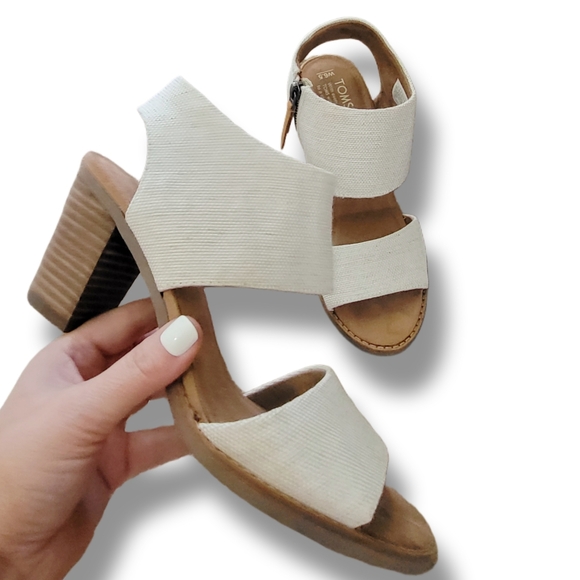 🌿Toms Women's 6.5W Majorca Natural Cutout  Heeled Sandals - Picture 8 of 12